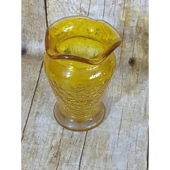 Yellow Crackle Glass Bud Vase Miniature Succulent Air Plants Planter (9A) - Picture 4 of 6